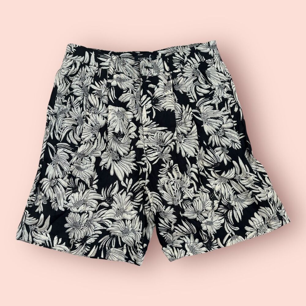 Anine Bing Carrie Shorts Womens Size US 6/EUR 36 Black Floral Linen